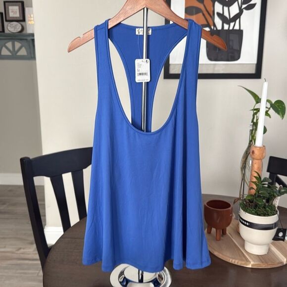 NWT Free People Everyday Tank Blue Racerback Scoop Neck Slouchy Lightweight S M - Picture 2 of 7